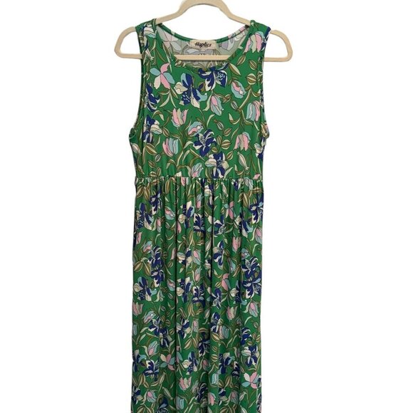 Haptics Kelly Green & Blue Floral Print Fit and Flare Maxi Dress Women's Size M - Picture 5 of 9